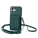 Rhombic Texture Card Bag RFID Phone Case with Long Lanyard, For iPhone 17 Pro Max, For iPhone 17 Pro, For iPhone 17, For iPhone Air