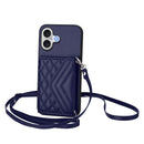 Rhombic Texture Card Bag RFID Phone Case with Long Lanyard, For iPhone 17 Pro Max, For iPhone 17 Pro, For iPhone 17, For iPhone Air
