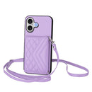 Rhombic Texture Card Bag RFID Phone Case with Long Lanyard, For iPhone 17 Pro Max, For iPhone 17 Pro, For iPhone 17, For iPhone Air