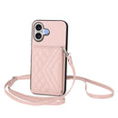 Rhombic Texture Card Bag RFID Phone Case with Long Lanyard, For iPhone 17 Pro Max, For iPhone 17 Pro, For iPhone 17, For iPhone Air
