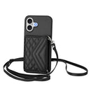 Rhombic Texture Card Bag RFID Phone Case with Long Lanyard, For iPhone 17 Pro Max, For iPhone 17 Pro, For iPhone 17, For iPhone Air