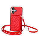 Rhombic Texture Card Bag RFID Phone Case with Long Lanyard, For iPhone 17 Pro Max, For iPhone 17 Pro, For iPhone 17, For iPhone Air