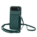 Rhombic Texture Card Bag RFID Phone Case with Long Lanyard, For iPhone 17 Pro Max, For iPhone 17 Pro, For iPhone 17, For iPhone Air