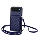 Rhombic Texture Card Bag RFID Phone Case with Long Lanyard, For iPhone 17 Pro Max, For iPhone 17 Pro, For iPhone 17, For iPhone Air