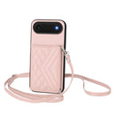 Rhombic Texture Card Bag RFID Phone Case with Long Lanyard, For iPhone 17 Pro Max, For iPhone 17 Pro, For iPhone 17, For iPhone Air