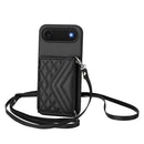 Rhombic Texture Card Bag RFID Phone Case with Long Lanyard, For iPhone 17 Pro Max, For iPhone 17 Pro, For iPhone 17, For iPhone Air