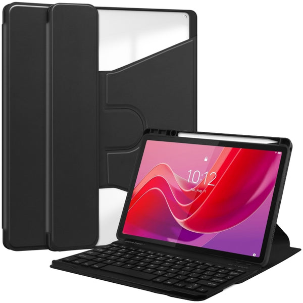 360 Rotation Transparent Smart Leather Case with Keyboard, For Lenovo Tab M11
