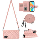 For OPPO A17 Rhombic Texture Flip Leather Phone Case with Long Lanyard