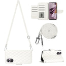 For OPPO A17 Rhombic Texture Flip Leather Phone Case with Long Lanyard