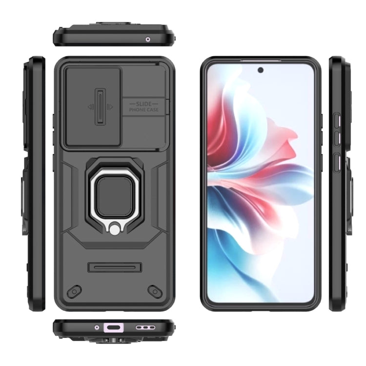 For OPPO Reno12 Sliding Camshield TPU + PC Shockproof Phone Case with Holder