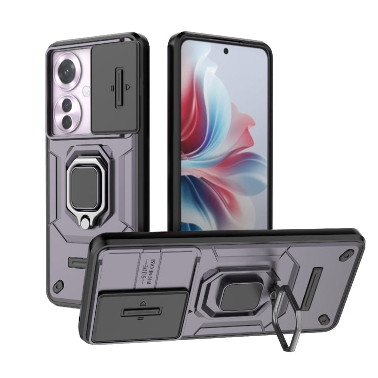 For OPPO Reno12 Sliding Camshield TPU + PC Shockproof Phone Case with Holder