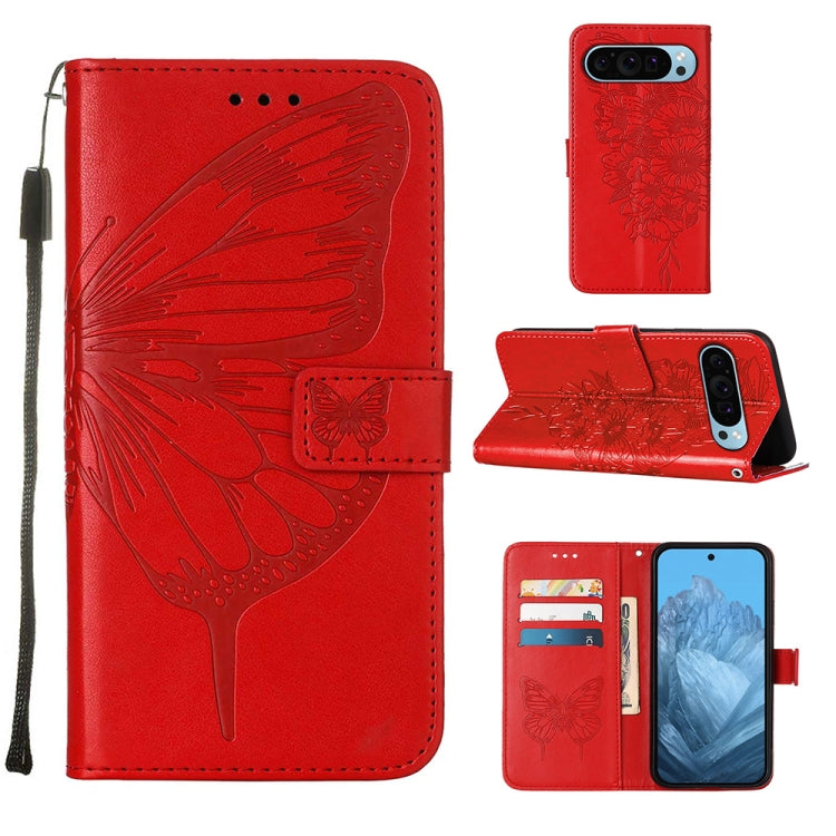 Embossed Butterfly Leather Phone Case, For Google Pixel 9 Pro XL, For Google Pixel 9 Pro, For Google Pixel 9