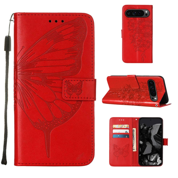 Embossed Butterfly Leather Phone Case, For Google Pixel 9 Pro XL, For Google Pixel 9 Pro, For Google Pixel 9
