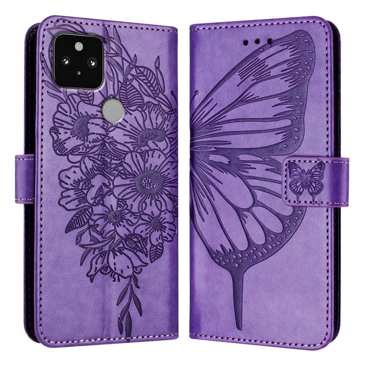 Embossed Butterfly Leather Phone Case, For Google Pixel 5a 5G, For Google Pixel 5 XL / Pixel 4a 5G, For Google Pixel 5