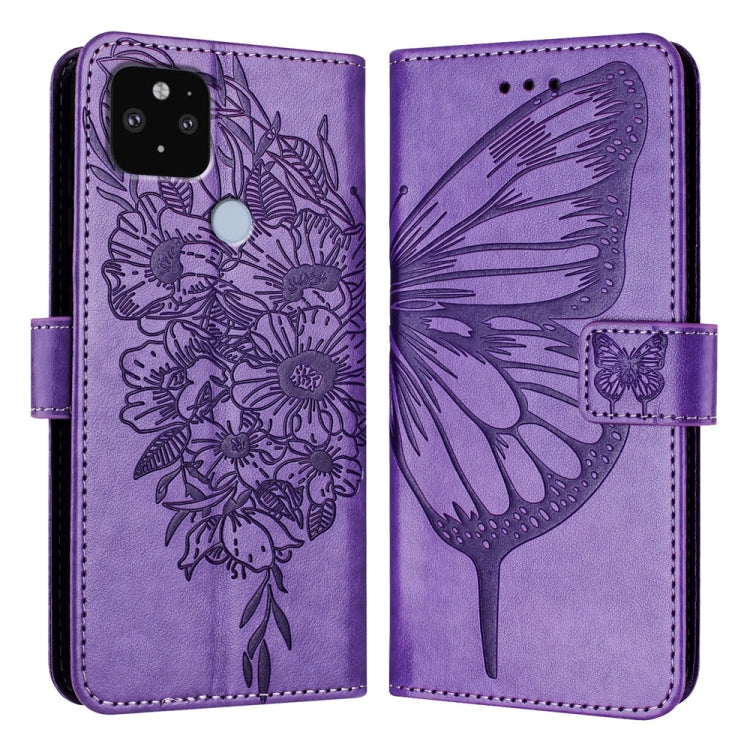 Embossed Butterfly Leather Phone Case, For Google Pixel 5a 5G, For Google Pixel 5 XL / Pixel 4a 5G, For Google Pixel 5