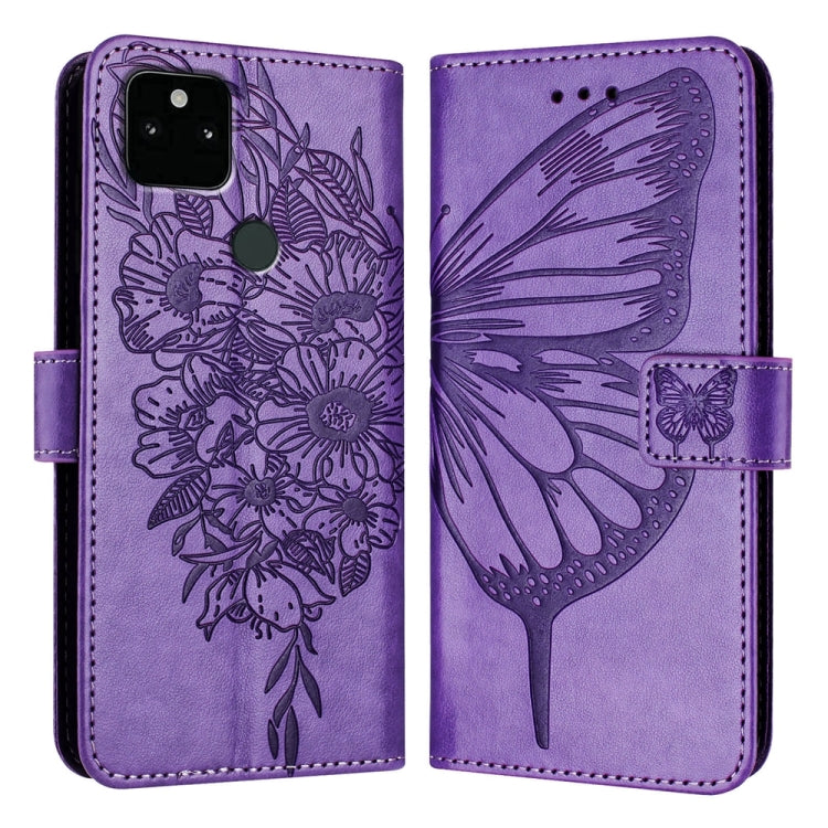 Embossed Butterfly Leather Phone Case, For Google Pixel 5a 5G, For Google Pixel 5 XL / Pixel 4a 5G, For Google Pixel 5