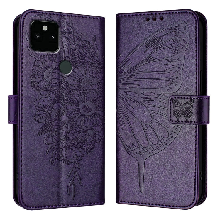 Embossed Butterfly Leather Phone Case, For Google Pixel 5a 5G, For Google Pixel 5 XL / Pixel 4a 5G, For Google Pixel 5