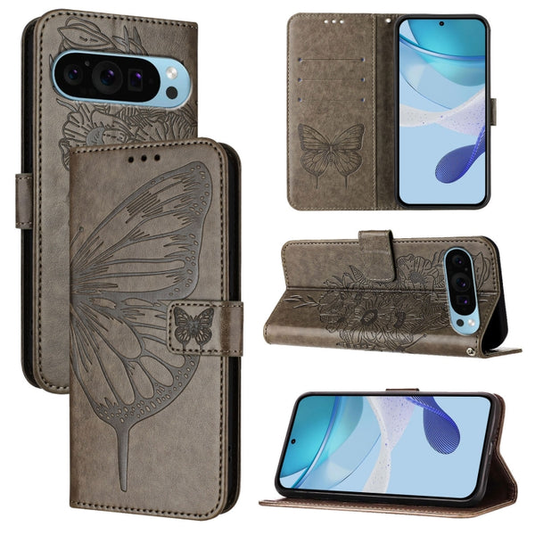 Embossed Butterfly Leather Phone Case, For Google Pixel 9 Pro XL, For Google Pixel 9 Pro, For Google Pixel 9