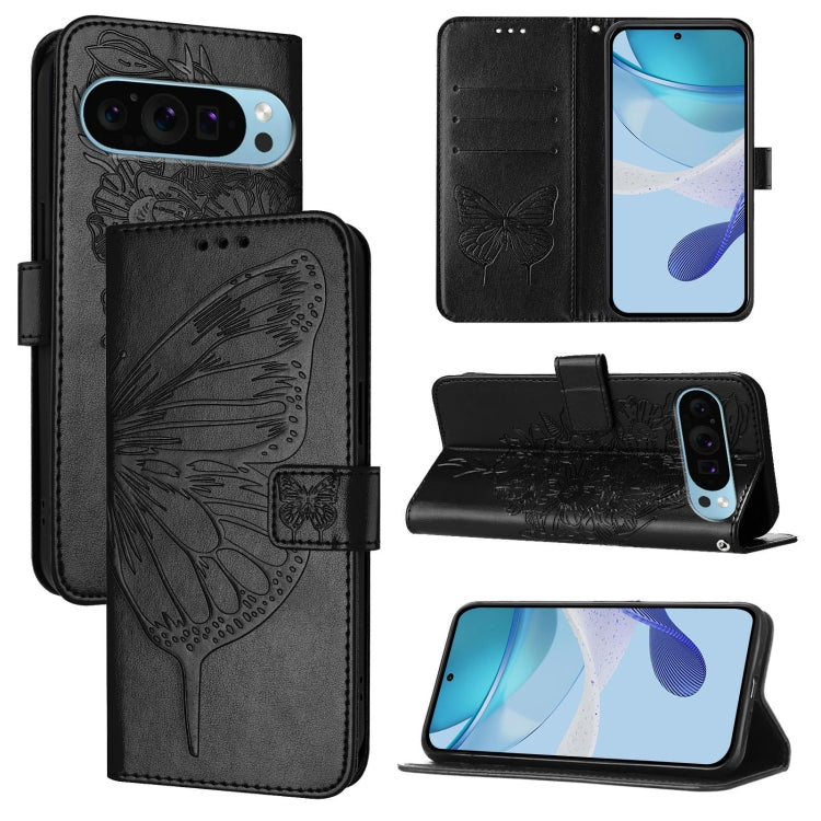 Embossed Butterfly Leather Phone Case, For Google Pixel 9 Pro XL, For Google Pixel 9 Pro, For Google Pixel 9
