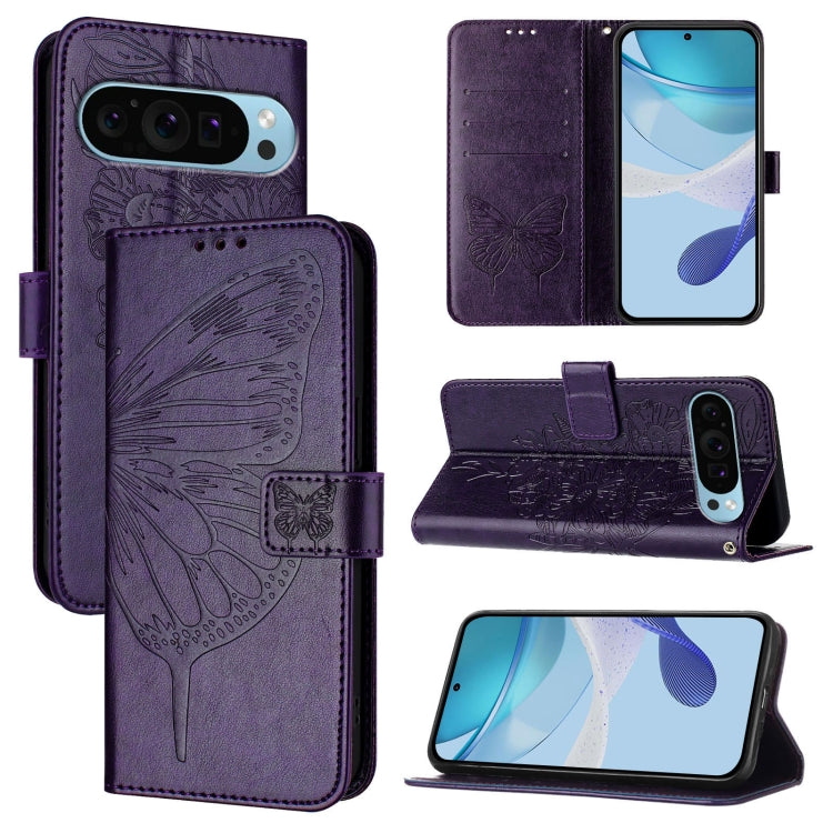 Embossed Butterfly Leather Phone Case, For Google Pixel 9 Pro XL, For Google Pixel 9 Pro, For Google Pixel 9