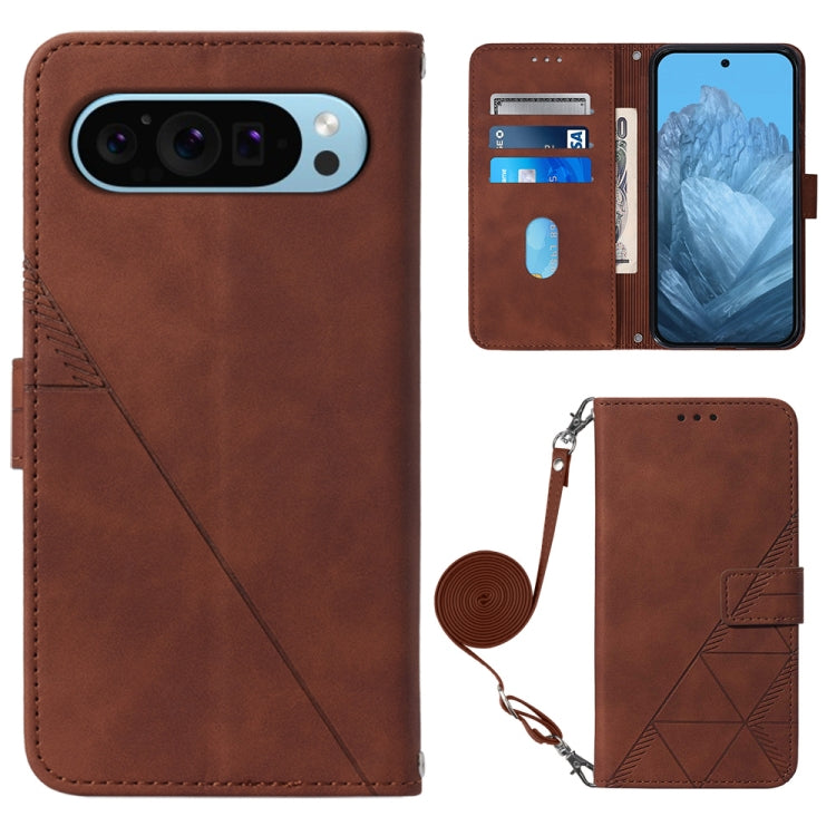 Crossbody 3D Embossed Flip Leather Phone Case, For Google Pixel 9 Pro, For Google Pixel 9, For Google Pixel 8a, For Google Pixel 8 Pro