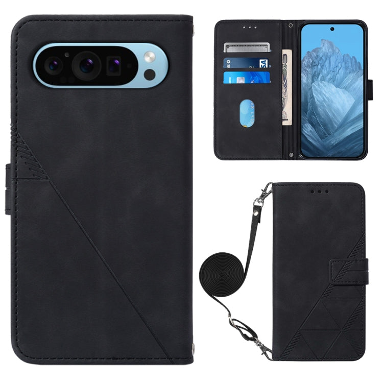 Crossbody 3D Embossed Flip Leather Phone Case, For Google Pixel 9 Pro, For Google Pixel 9, For Google Pixel 8a, For Google Pixel 8 Pro