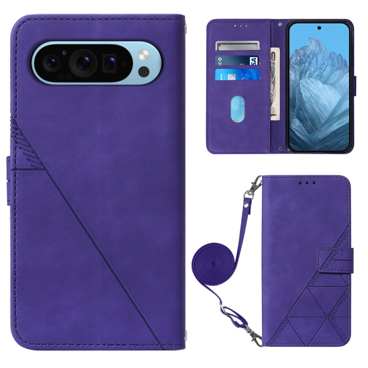 Crossbody 3D Embossed Flip Leather Phone Case, For Google Pixel 9 Pro, For Google Pixel 9, For Google Pixel 8a, For Google Pixel 8 Pro