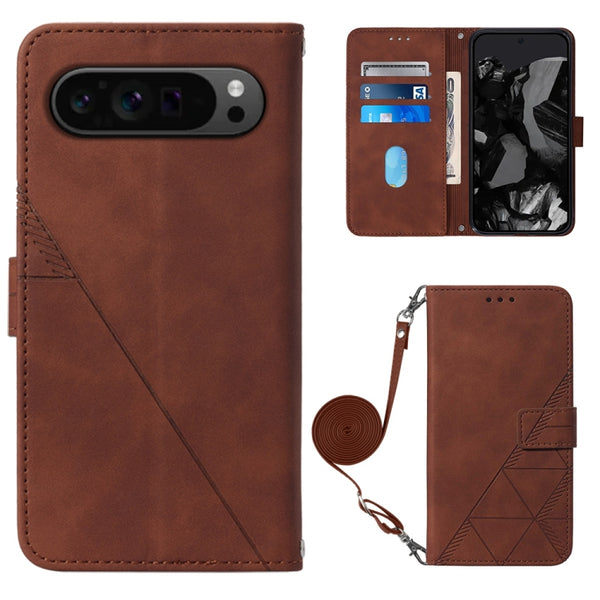 Crossbody 3D Embossed Flip Leather Phone Case, For Google Pixel 9 Pro, For Google Pixel 9, For Google Pixel 8a, For Google Pixel 8 Pro