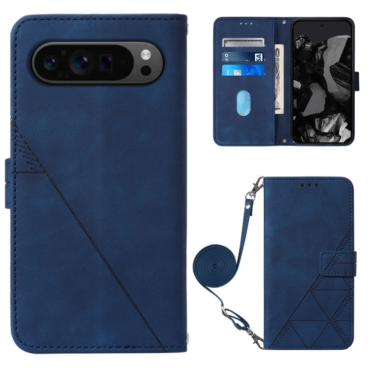 Crossbody 3D Embossed Flip Leather Phone Case, For Google Pixel 9 Pro, For Google Pixel 9, For Google Pixel 8a, For Google Pixel 8 Pro