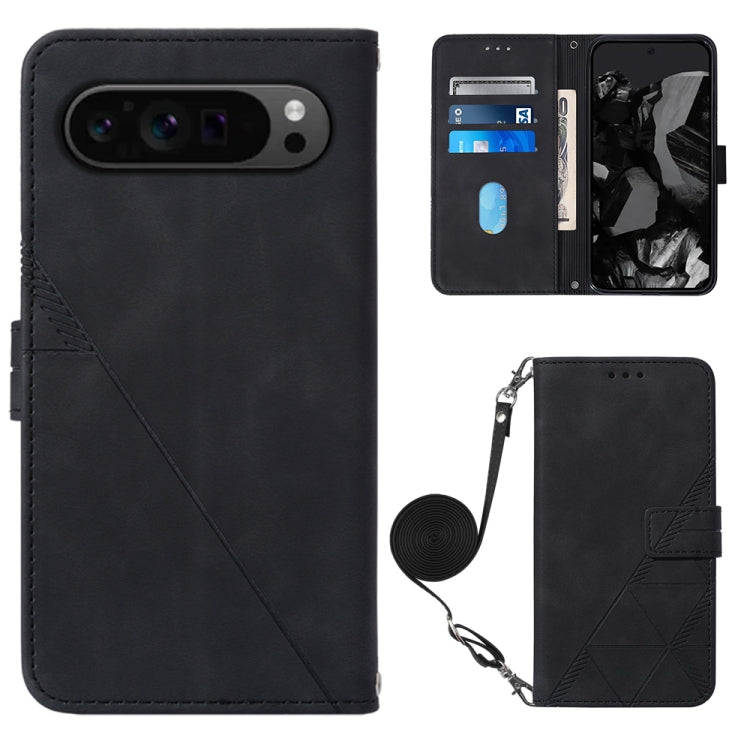 Crossbody 3D Embossed Flip Leather Phone Case, For Google Pixel 9 Pro, For Google Pixel 9, For Google Pixel 8a, For Google Pixel 8 Pro