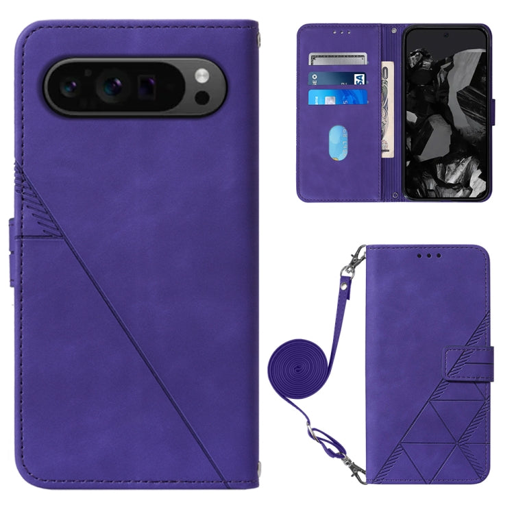 Crossbody 3D Embossed Flip Leather Phone Case, For Google Pixel 9 Pro, For Google Pixel 9, For Google Pixel 8a, For Google Pixel 8 Pro
