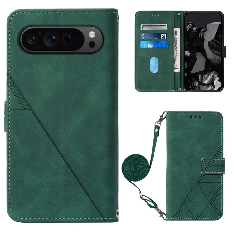 Crossbody 3D Embossed Flip Leather Phone Case, For Google Pixel 9 Pro, For Google Pixel 9, For Google Pixel 8a, For Google Pixel 8 Pro