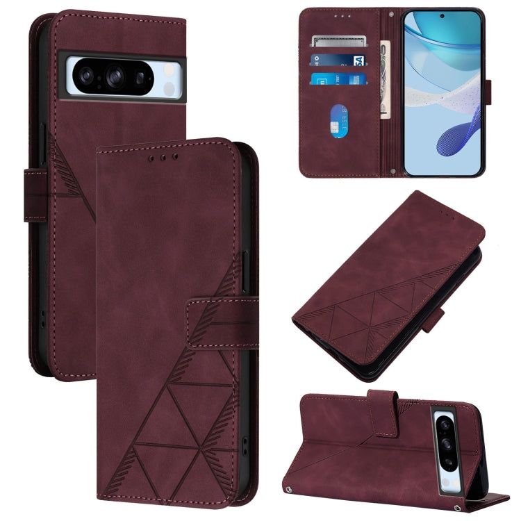 Crossbody 3D Embossed Flip Leather Phone Case, For Google Pixel 9 Pro, For Google Pixel 9, For Google Pixel 8a, For Google Pixel 8 Pro