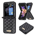 Samsung Galaxy Z Flip 6 Diamond Lattice PU + PC Shockproof Phone Case Cover