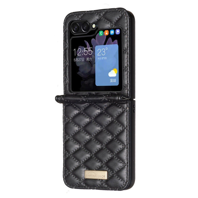 Samsung Galaxy Z Flip 5 Diamond Lattice PU + PC Shockproof Phone Case Cover