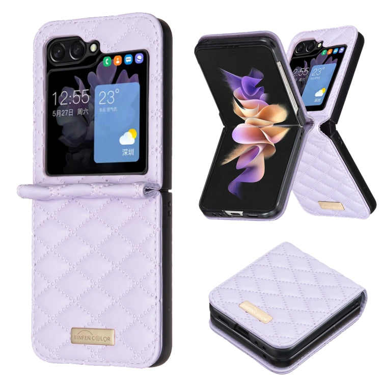 Samsung Galaxy Z Flip 6 Diamond Lattice PU + PC Shockproof Phone Case Cover