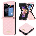 Samsung Galaxy Z Flip 6 Diamond Lattice PU + PC Shockproof Phone Case Cover