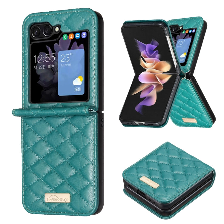 Samsung Galaxy Z Flip 6 Diamond Lattice PU + PC Shockproof Phone Case Cover