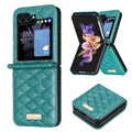 Samsung Galaxy Z Flip 5 Diamond Lattice PU + PC Shockproof Phone Case Cover