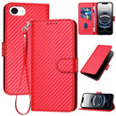 Carbon Fiber Buckle Leather Phone Case with Lanyard, For iPhone 17 Air