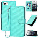 Carbon Fiber Buckle Leather Phone Case with Lanyard, For iPhone 17 Air