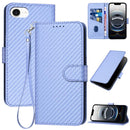 Carbon Fiber Buckle Leather Phone Case with Lanyard, For iPhone 17 Air