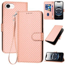 Carbon Fiber Buckle Leather Phone Case with Lanyard, For iPhone 17 Air