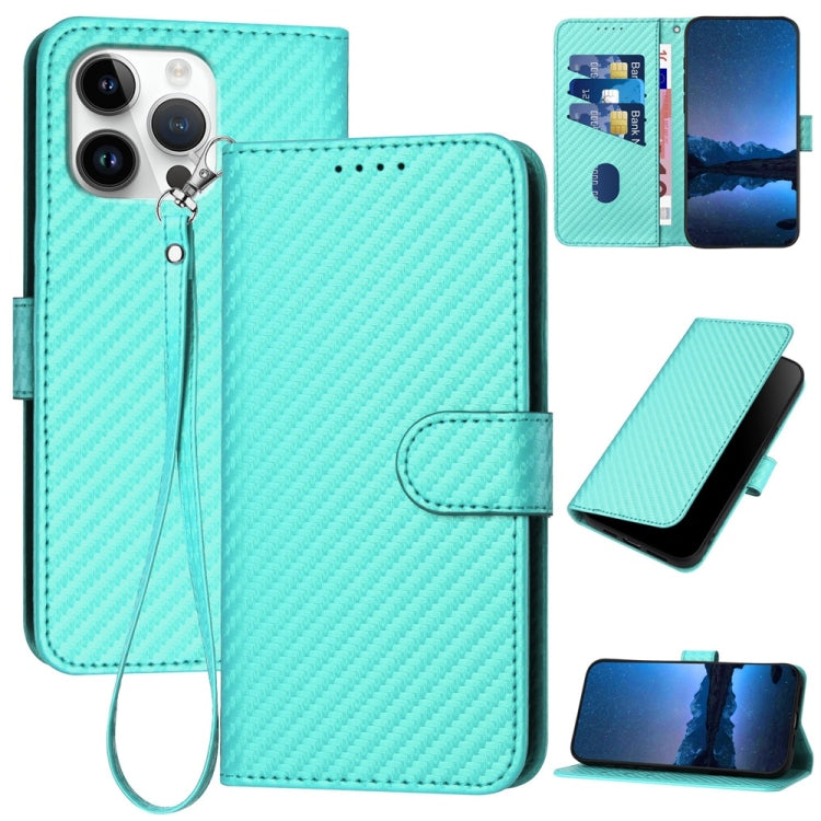 Carbon Fiber Buckle Leather Phone Case with Lanyard, For iPhone 17 Air