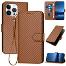 Carbon Fiber Buckle Leather Phone Case with Lanyard, For iPhone 17 Air