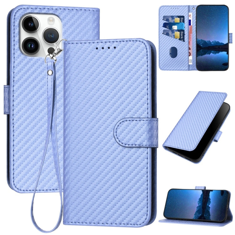 Carbon Fiber Buckle Leather Phone Case with Lanyard, For iPhone 17 Air