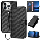 Carbon Fiber Buckle Leather Phone Case with Lanyard, For iPhone 17 Air