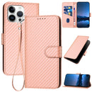 Carbon Fiber Buckle Leather Phone Case with Lanyard, For iPhone 17 Air