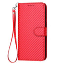 Carbon Fiber Buckle Leather Phone Case with Lanyard, For iPhone 17 Air