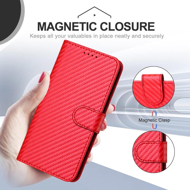 Carbon Fiber Buckle Leather Phone Case with Lanyard, For iPhone 17 Air